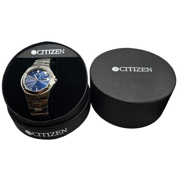 Spanish Date New Citizen Eco-Drive Watch Men Blue Dial E101-K17535 No Manual - Picture 2 of 16